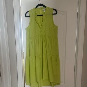 London Times Lime Green Ruffle Dress